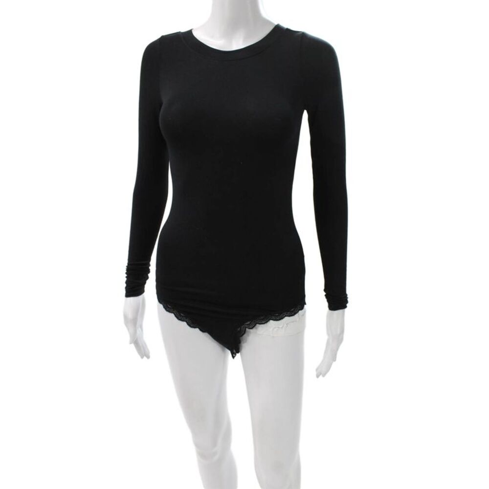 Stripe & Stare Women Basic Black Modal Long Sleeve T-Shirt Size M